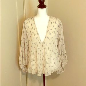 Gianni Pleated Georgette Floral Top - Size 40